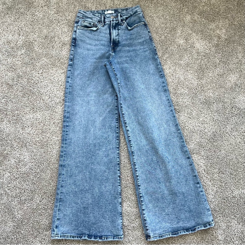 Good American Light Blue Flare Jeans